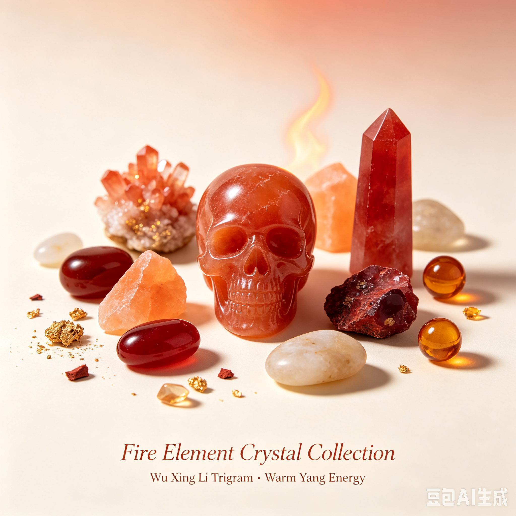 Fire Element Crystal Collection | Wu Xing Bagua Li Trigram Inner Awakening Stones