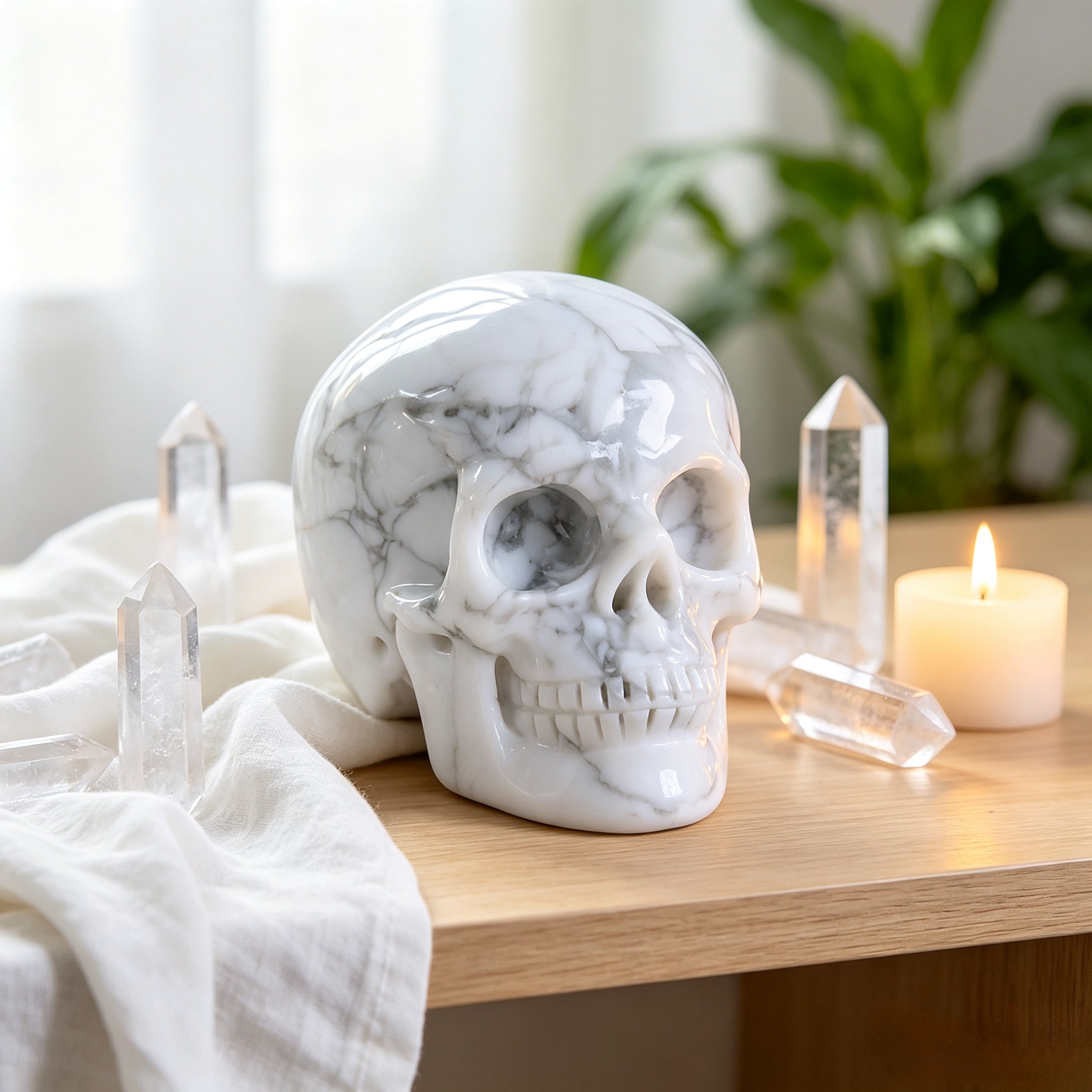 Crysthall Howlite Skull - Calming Crystal for Clarity