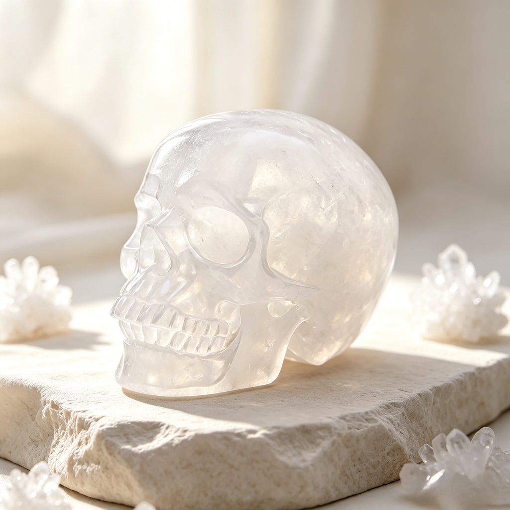 Crysthall Angolan Quartz Skull - Metal Element Crystal for Clarity