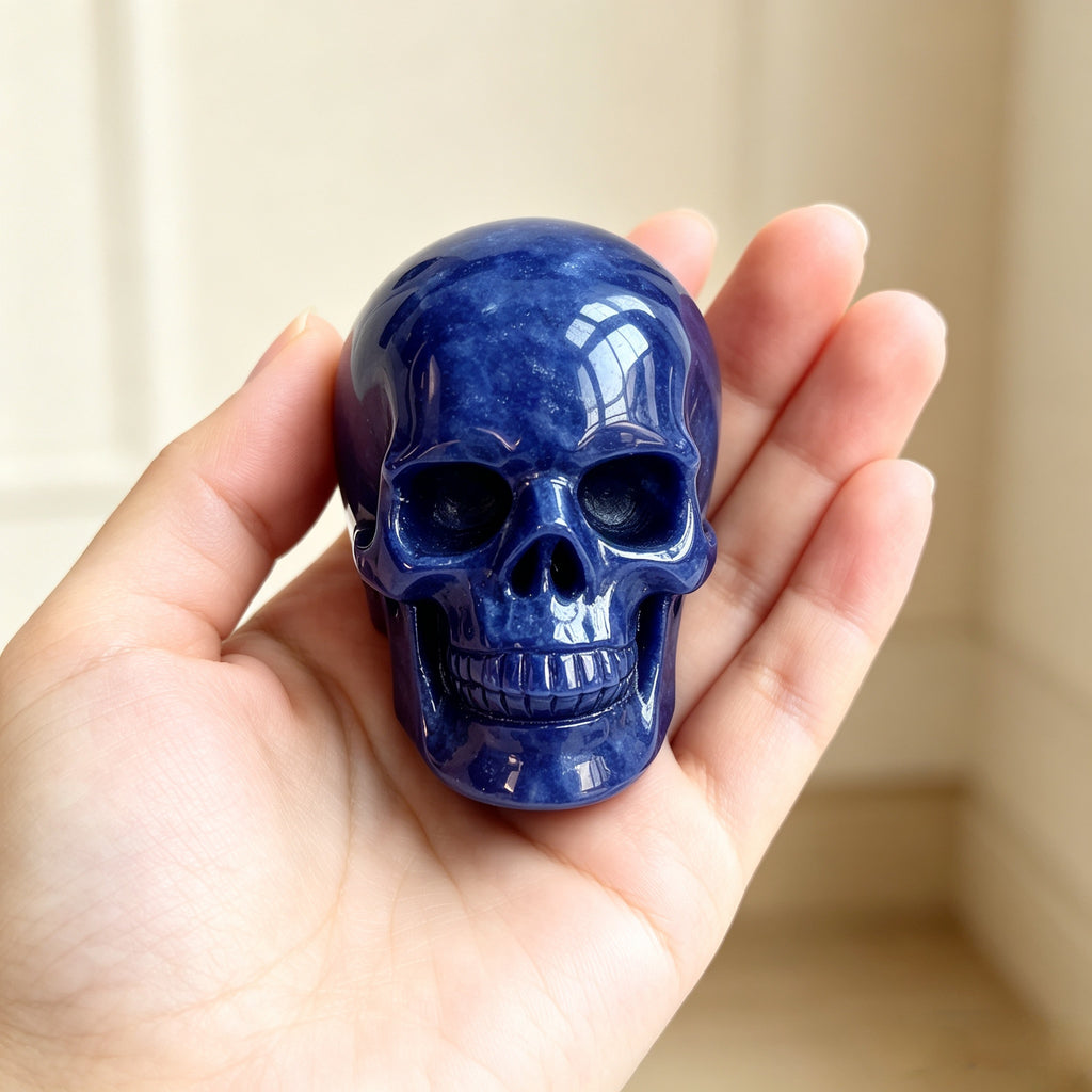 Crysthall Natural Blue Chalcedony Skull — Calm & Harmony Crystal