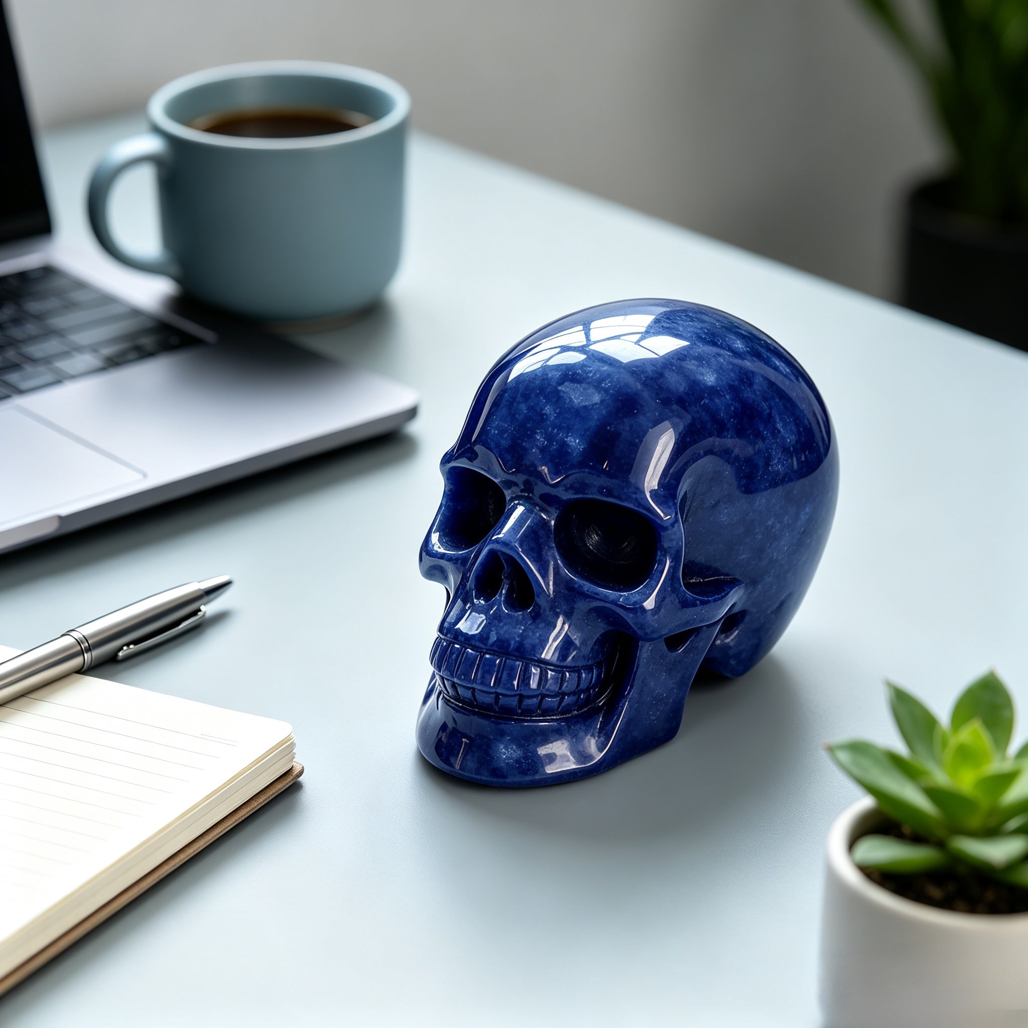 Crysthall Natural Blue Chalcedony Skull — Calm & Harmony Crystal