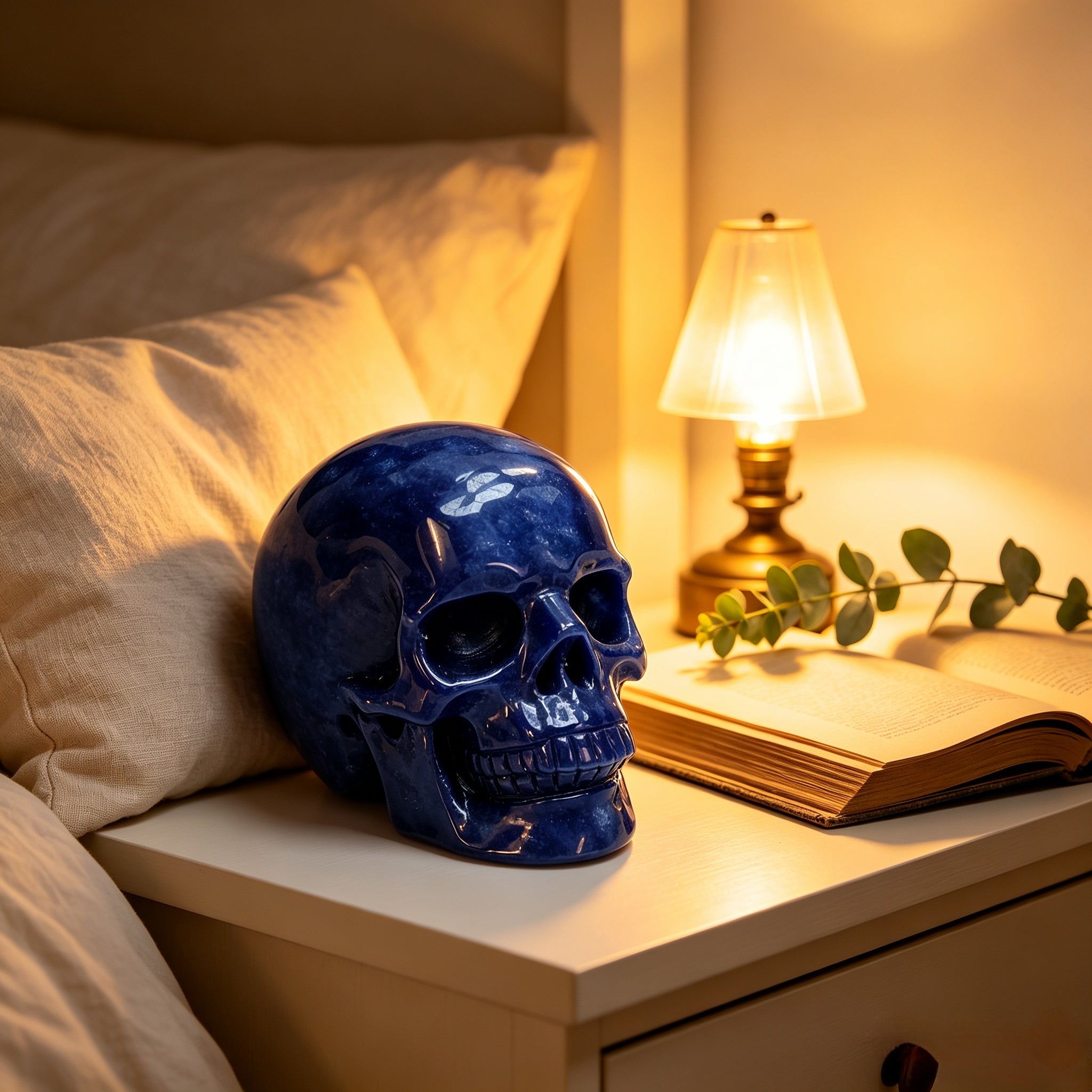 Crysthall Natural Blue Chalcedony Skull — Calm & Harmony Crystal