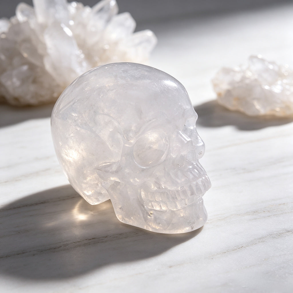 Crysthall Angolan Quartz Skull - Metal Element Crystal for Clarity