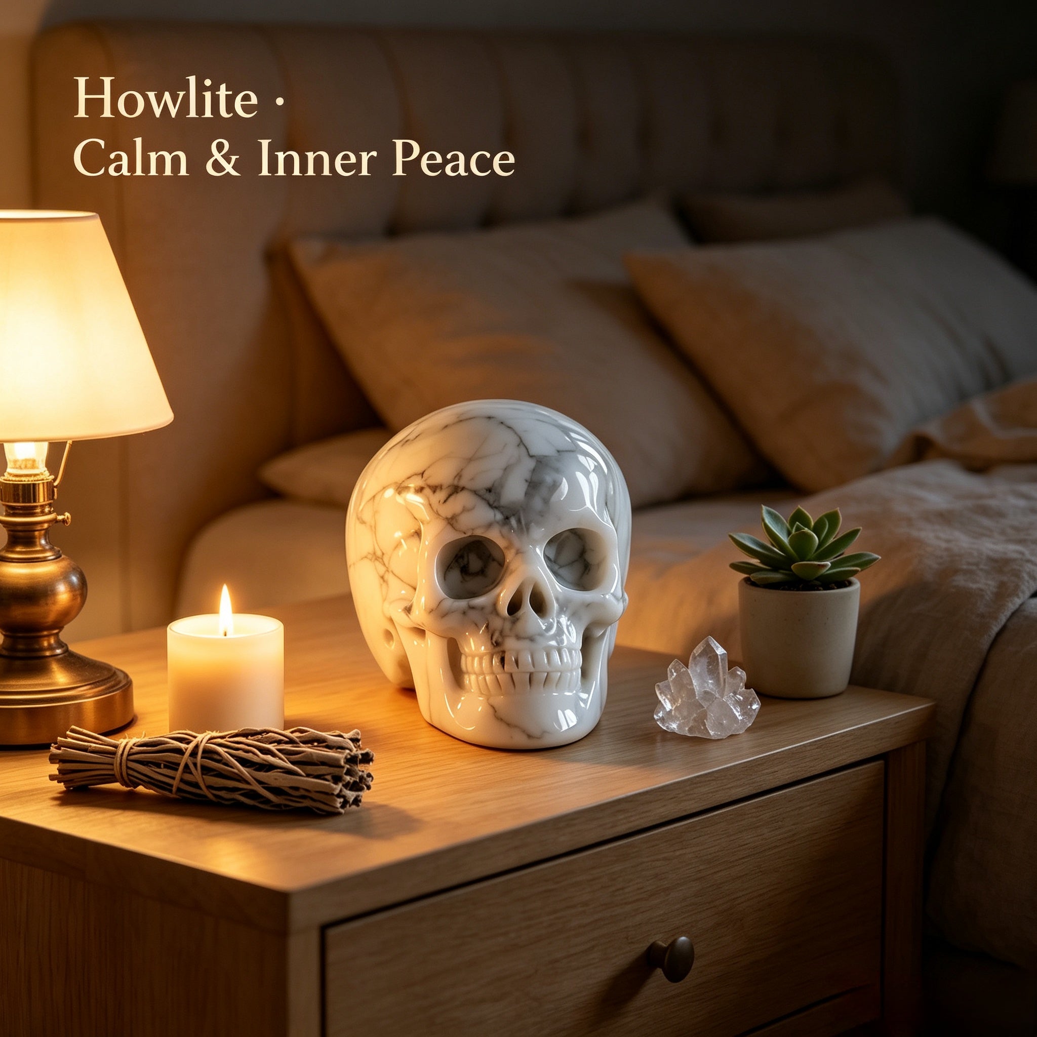 Crysthall Howlite Skull - Calming Crystal for Clarity
