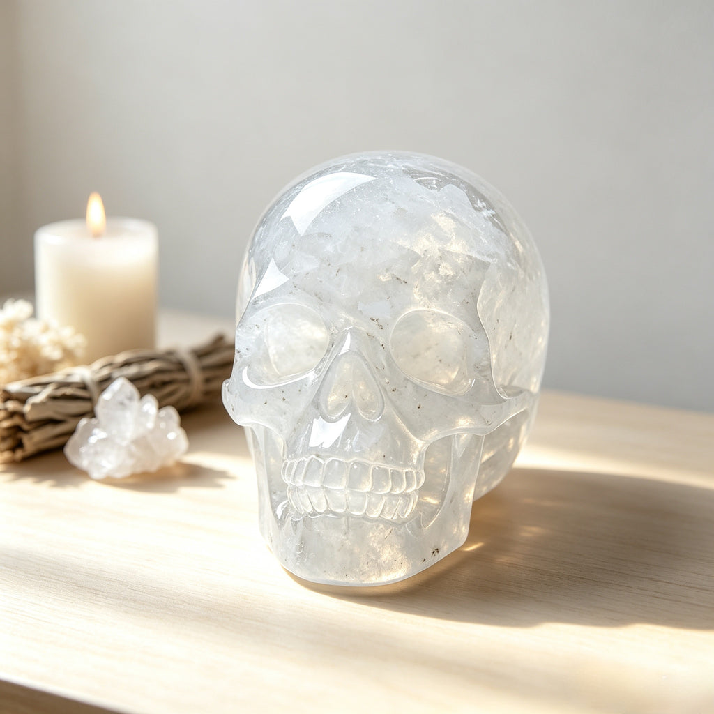Crysthall Angolan Quartz Skull - Metal Element Crystal for Clarity