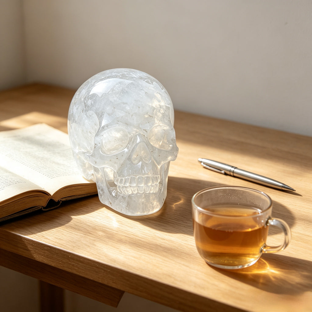 Crysthall Angolan Quartz Skull - Metal Element Crystal for Clarity